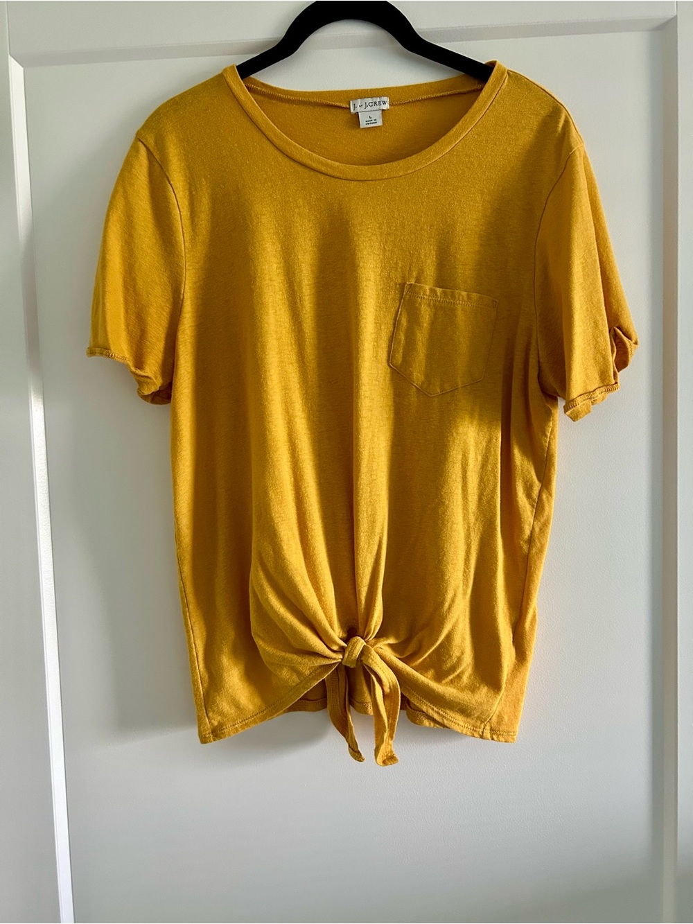 J. Crew Factory Mustard Tie-Front Pocket Tee - Golden Yellow